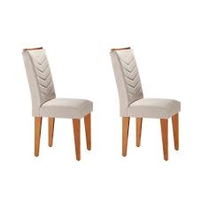 Cadeira Sala de Jantar Londrina Kit 2 Un Imbuia/Veludo Creme - Rufato