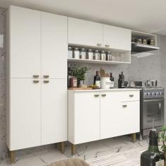 Armário de Cozinha Modulada Completa Compacta Balcão Madrid Branco 3 - RosaFor