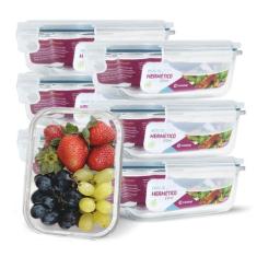 Kit Conjunto 7 Potes Vidro Hermético Tampa Plástico Marmita Mantimento