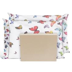 Jogo De Lençol Cama Queen 3 Peças Percal Borboletas Palha - Casa Home