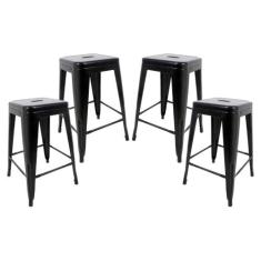 Kit 4 Banquetas Tolix Médias sem Encosto Pretas - Cadeiras INC