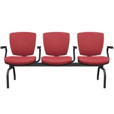 Cadeira Longarina 3 Lugares Aeroporto Recepção Preto Baixa Flexi P03 V