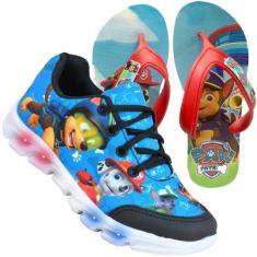 Tenis Masculino Infantil Led Luzinha Patrulha Canina + Chinelo - VICK 
