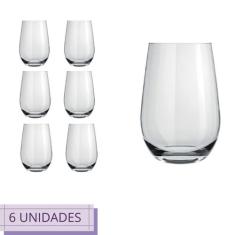 Conjunto 6 Copos Vidro 480ml Redondo Transparente Luxuoso - PRATICASA