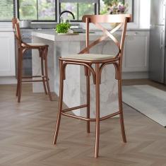 Banqueta Katrina Em Aço Cobre - Cor: Marrom