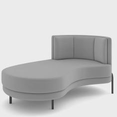 Sofá Chaise Longue Sala de Estar Living Lucca Esquerdo D02 Veludo Cinza C-317 - Lyam Decor