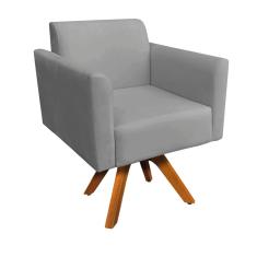 Poltrona Marisa Suede Base Madeira Grafite