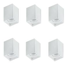 Kit 6 Spot Sobrepor Direcionavel Recuado Mr16 Branco Gu10