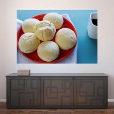 Painel Adesivo de Parede - Pão de Queijo - Lanchonete - Restaurante - 