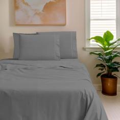 Jogo de Lençol Casal 400 Fios 4 Peças Ponto Palito Aconchego Prata Casa Dona