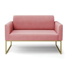 Sofá Namoradeira Base Industrial Dourado Marisa Suede Rosê D03 - D'rossi