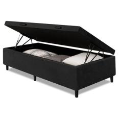 Cama Box com Baú Solteiro com 38cm de Altura Prince Preto