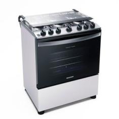 Fogão de Piso 6 Bocas a Gás Brastemp BFS6NCB Mesa Inox Automático Branco Bivolt Bivolt