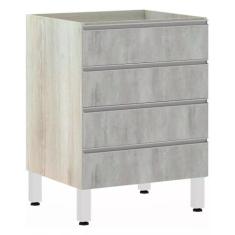 Balcão de Cozinha sem Tampo Gaveteiro 60cm 4 Gavetas Lis Luciane Móvei