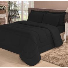 Kit Edredom Aconchego Casa Dona Dupla Face Casal Queen 6 Pçs com Lençol