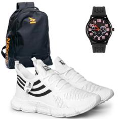 Tenis Masculino Corrida Esportivo academia mochila relogio