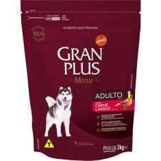 Ração GranPlus Menu Carne e Arroz para Cães Adultos - 3 Kg