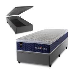 Conjunto Box Baú Lagras Azul 96x203x73 c/ Molas Ensacadas