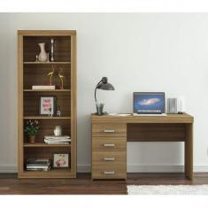 Escrivaninha 4 Gavetas Malta com Estante para Livros Vistas Castanho