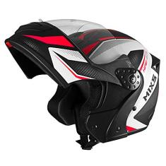 Capacete de Moto Mixs MX Gladiator Neo Articulado Escamoteável Robocop Preto Com Vermelho 60