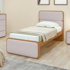 Cama Solteiro Loop Tecido Sintético Amêndoa Clean