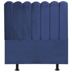 Cabeceira Nuvem Cama Solteiro 90cm Alanis Suede Azul Marinho