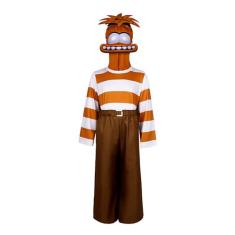 Fantasia de ansiedade com desenho animado cosplay conjunto de calças listradas máscara de cabeça inteira fantasia de Halloween