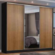 Guarda Roupa Casal 100% MDF Madesa Zurique 3 Portas de Correr com Espe