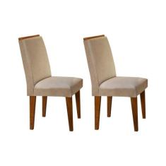 Cadeira Sala de Jantar Lunara Kit 2 Un Imbuia/Linho Turim - Rufato