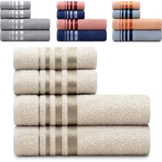 Jogo de Toalhas de Algodão 4 Peças Banho e Rosto Karsten - Emcompre