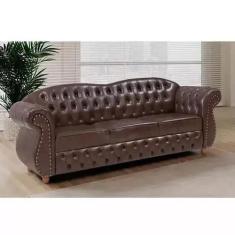 Sofá Chesterfield  2,30 Merlô 3 Lugares Corano café - novo encanto