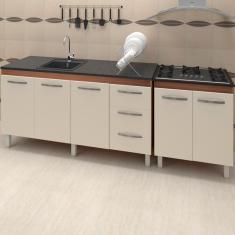 Balcao Pia 160cm E Cooktop 5 Bocas Savana Off White Mobbs Savana Off White