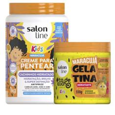Kit Creme De Pentear Salon Line Kids Cachinhos Hidratados Maracujá 1kg