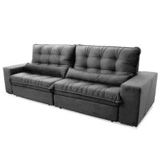 Sofá Retrátil/Reclinável Zurique 2,70m Suede Velut Cinza c/ Molas no Assento - King House