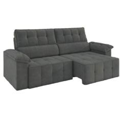 Sofá Retrátil e Reclinável 3 Lugares 2,20m Veludo Santorini Cinza Luiz