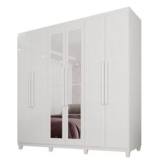 Guarda-Roupa Casal 100% MDF 6 Portas e 4 Gavetas Espanha Com Espelho -