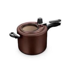 Panela De Pressão Antiaderente 4,5L Com Visor de Vidro Marrom Chocolat