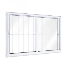 Janela de Aluminio de Correr Lateral 2 Folhas Móveis com Grade 100x120 Lucasa Branco