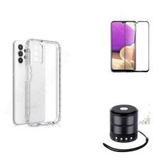 Kit Mini Som Bluetooth Samsung A32 4G + Capa Anti Impacto + Película Vidro 3D