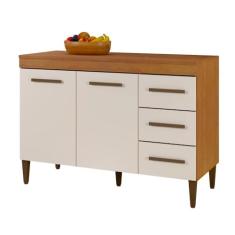 Balcão de Cozinha com Tampo 2 Portas 3 Gavetas Virtus Nature e Off