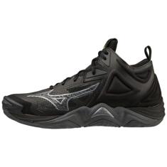 Mizuno Tênis de vôlei unissex Wave Momentum 3 Mid, Preto, cinza, 18.5 Wide Women/17 Narrow Men