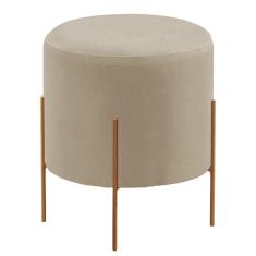 Puff Banqueta Estofado 48x40cm Luxo Odim Bege Claro