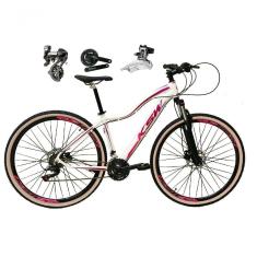 Bicicleta Aro 29 Ksw Mwza Shimano Altus 24v Frio Hidráulico Garfo Trava Pneu Bege - Branco/pink/violeta Tam.15