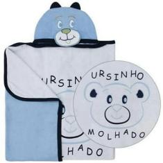 Toalha de Banho para bebê Com Capuz Bordada Bicho Molhado 82x64 - Mina