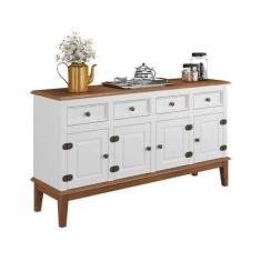 Balcão de Madeira Maciça 4 Portas e 4 Gavetas - Apaixone&Decore, Branc