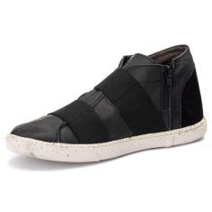 Tênis Feminino Cano Alto Casual Couro Difranca - Vitoria - Preto - Kif
