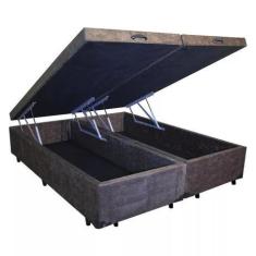 Cama Box Baú Casal Bipartido AColchões Sintético Bege 41x138x188 - ACo