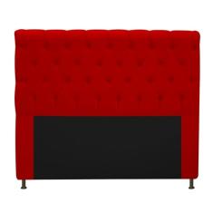 Cabeceira Kristal Estofada Capitonê 140 cm para Cama Box de Casal Suede Vermelho Quarto - AM Decor