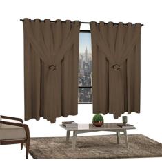 Cortina Corta Luz 2,00mX1,80m 100% Blackout Com Voil Tabaco - Ibitinga