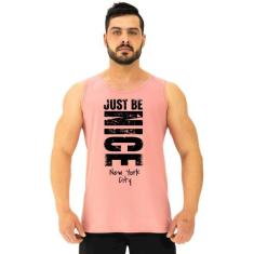 Regata Clássica Masculina MXD Conceito Just Be Nice, M, Rosa claro